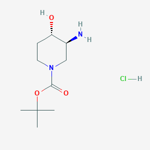 molecular formula C10H21ClN2O3 B1652914 trans-3-Amino-1-boc-4-hydroxypiperidine hydrochloride CAS No. 1630907-19-5