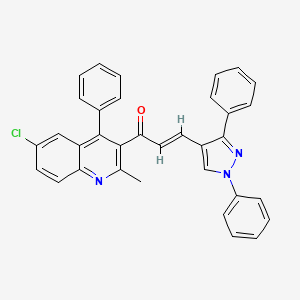 (2E)-1-(6-chloro-2-methyl-4-phenylquinolin-3-yl)-3-(1,3-diphenyl-1H-pyrazol-4-yl)prop-2-en-1-one