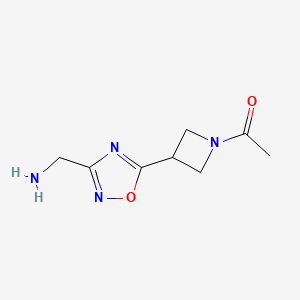molecular formula C8H12N4O2 B1652983 1-{3-[3-(Aminomethyl)-1,2,4-oxadiazol-5-yl]azetidin-1-yl}ethanone CAS No. 1674390-04-5
