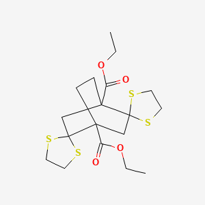 molecular formula C18H26O4S4 B1652992 Diethyl 1'H,4'H-dispiro[1,3-dithiolane-2,2'-bicyclo[2.2.2]octane-5',2''-[1,3]dithiolane]-1',4'-dicarboxylate CAS No. 1686-98-2