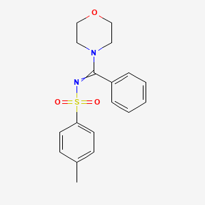 molecular formula C18H20N2O3S B1653078 Morpholine, 4-[[[(4-methylphenyl)sulfonyl]imino]phenylmethyl]- CAS No. 17260-48-9