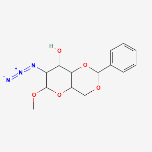 molecular formula C14H17N3O5 B1653120 7-Azido-6-methoxy-2-phenyl-4,4a,6,7,8,8a-hexahydropyrano[3,2-d][1,3]dioxin-8-ol CAS No. 17460-37-6