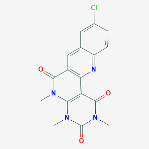 molecular formula C17H13ClN4O3 B1653152 14-Chloro-4,6,8-trimethyl-4,6,8,18-tetrazatetracyclo[8.8.0.02,7.012,17]octadeca-1(10),2(7),11,13,15,17-hexaene-3,5,9-trione CAS No. 177082-68-7