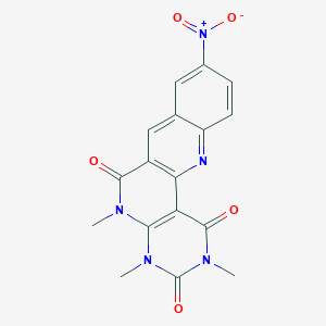 molecular formula C17H13N5O5 B1653153 4,6,8-Trimethyl-14-nitro-4,6,8,18-tetrazatetracyclo[8.8.0.02,7.012,17]octadeca-1(10),2(7),11,13,15,17-hexaene-3,5,9-trione CAS No. 177082-71-2