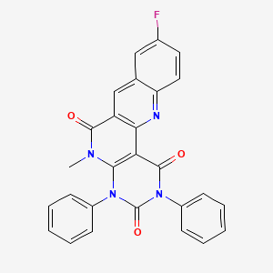 molecular formula C27H17FN4O3 B1653162 14-Fluoro-8-methyl-4,6-diphenyl-4,6,8,18-tetrazatetracyclo[8.8.0.02,7.012,17]octadeca-1(10),2(7),11,13,15,17-hexaene-3,5,9-trione CAS No. 177082-83-6