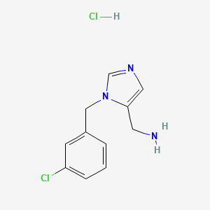 molecular formula C11H13Cl2N3 B1653179 [1-(3-Chlorobenzyl)-1H-imidazol-5-yl]methanamine hydrochloride CAS No. 1779128-40-3