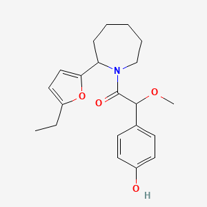 molecular formula C21H27NO4 B1653224 1-[2-(5-Ethylfuran-2-yl)azepan-1-yl]-2-(4-hydroxyphenyl)-2-methoxyethan-1-one CAS No. 1795503-23-9