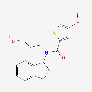 molecular formula C18H21NO3S B1653246 N-(2,3-dihydro-1H-inden-1-yl)-N-(3-hydroxypropyl)-4-methoxythiophene-2-carboxamide CAS No. 1797202-15-3