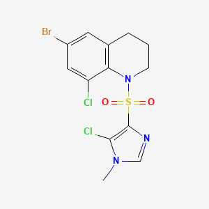 molecular formula C13H12BrCl2N3O2S B1653251 6-bromo-8-chloro-1-[(5-chloro-1-methyl-1H-imidazol-4-yl)sulfonyl]-1,2,3,4-tetrahydroquinoline CAS No. 1797363-69-9
