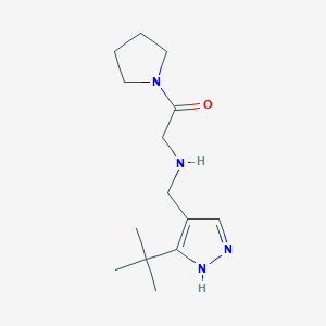 molecular formula C14H24N4O B1653280 2-{[(3-tert-butyl-1H-pyrazol-4-yl)methyl]amino}-1-(pyrrolidin-1-yl)ethan-1-one CAS No. 1798775-94-6