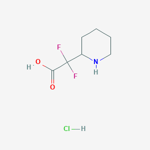 molecular formula C7H12ClF2NO2 B1653329 2,2-Difluoro-2-(piperidin-2-yl)acetic acid hydrochloride CAS No. 1803606-01-0