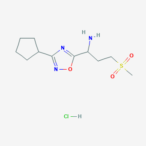 1-(3-Cyclopentyl-1,2,4-oxadiazol-5-YL)-3-methanesulfonylpropan-1-amine hydrochloride