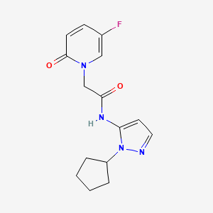 molecular formula C15H17FN4O2 B1653357 N-(1-cyclopentyl-1H-pyrazol-5-yl)-2-(5-fluoro-2-oxo-1,2-dihydropyridin-1-yl)acetamide CAS No. 1808650-04-5