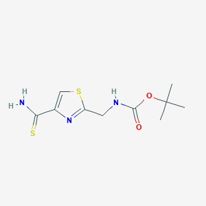molecular formula C10H15N3O2S2 B1653407 2-[[(tert-Butyloxycarbonyl)amino]methyl]-4-thiazolecarbothioamide CAS No. 182120-83-8