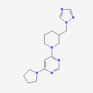 molecular formula C16H23N7 B1653418 4-(pyrrolidin-1-yl)-6-{3-[(1H-1,2,4-triazol-1-yl)methyl]piperidin-1-yl}pyrimidine CAS No. 1825358-32-4