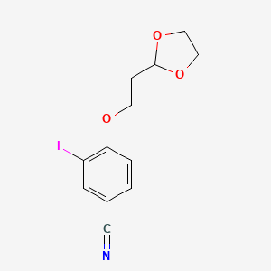 molecular formula C12H12INO3 B1653419 4-[2-(1,3-Dioxolan-2-YL)ethoxy]-3-iodobenzonitrile CAS No. 1825680-00-9