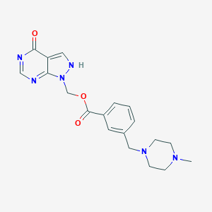 molecular formula C19H22N6O3 B165342 (4-oxo-2H-pyrazolo[3,4-d]pyrimidin-1-yl)methyl 3-[(4-methylpiperazin-1-yl)methyl]benzoate CAS No. 131402-50-1