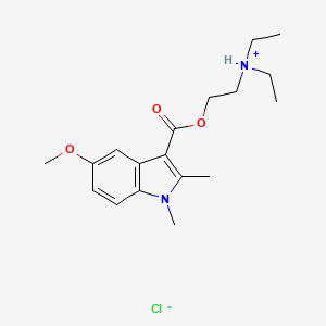 molecular formula C18H27ClN2O3 B1653438 Indole-3-carboxylic acid, 1,2-dimethyl-5-methoxy-, 2-(diethylamino)ethyl ester, monohydrochloride CAS No. 18394-54-2