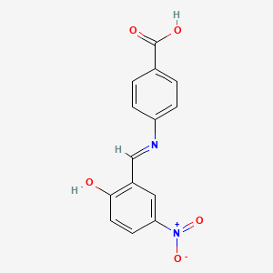molecular formula C14H10N2O5 B1653448 Benzoic acid, 4-[[(2-hydroxy-5-nitrophenyl)methylene]amino]- CAS No. 184715-33-1