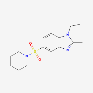 molecular formula C15H21N3O2S B1653453 Piperidine, 1-[(1-ethyl-2-methyl-1H-benzimidazol-5-yl)sulfonyl]- CAS No. 185031-74-7
