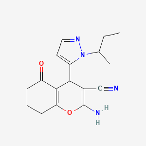 2-Amino-4-(2-butan-2-ylpyrazol-3-yl)-5-oxo-4,6,7,8-tetrahydrochromene-3-carbonitrile