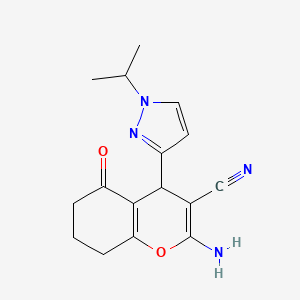 molecular formula C16H18N4O2 B1653479 2-Amino-5-oxo-4-(1-propan-2-ylpyrazol-3-yl)-4,6,7,8-tetrahydrochromene-3-carbonitrile CAS No. 1855899-95-4