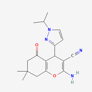 2-Amino-7,7-dimethyl-5-oxo-4-(1-propan-2-ylpyrazol-3-yl)-6,8-dihydro-4H-chromene-3-carbonitrile