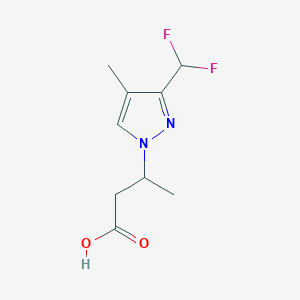 molecular formula C9H12F2N2O2 B1653502 3-[3-(difluoromethyl)-4-methyl-1H-pyrazol-1-yl]butanoic acid CAS No. 1856020-00-2