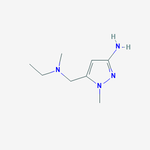 molecular formula C8H16N4 B1653518 5-{[ethyl(methyl)amino]methyl}-1-methyl-1H-pyrazol-3-amine CAS No. 1856032-79-5