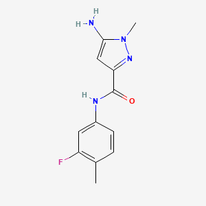 molecular formula C12H13FN4O B1653519 5-amino-N-(3-fluoro-4-methylphenyl)-1-methyl-1H-pyrazole-3-carboxamide CAS No. 1856033-08-3