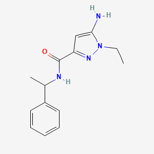 molecular formula C14H18N4O B1653525 5-amino-1-ethyl-N-(1-phenylethyl)-1H-pyrazole-3-carboxamide CAS No. 1856042-10-8