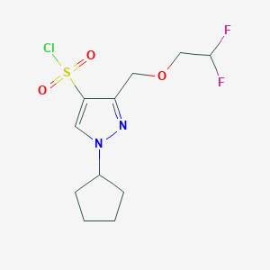 molecular formula C11H15ClF2N2O3S B1653539 1-cyclopentyl-3-[(2,2-difluoroethoxy)methyl]-1H-pyrazole-4-sulfonyl chloride CAS No. 1856046-19-9