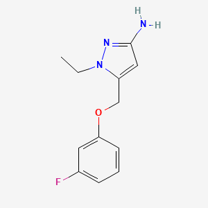 molecular formula C12H14FN3O B1653570 1-ethyl-5-[(3-fluorophenoxy)methyl]-1H-pyrazol-3-amine CAS No. 1856092-27-7
