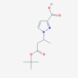 molecular formula C12H18N2O4 B1653609 1-(3-tert-butoxy-1-methyl-3-oxopropyl)-1H-pyrazole-3-carboxylic acid CAS No. 1856102-53-8