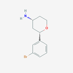 molecular formula C11H14BrNO B1653614 2-(3-bromophenyl)tetrahydro-2H-pyran-4-amine hydrochloride CAS No. 1858250-38-0