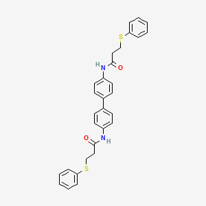 3-phenylsulfanyl-N-[4-[4-(3-phenylsulfanylpropanoylamino)phenyl]phenyl]propanamide