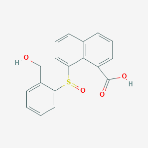 molecular formula C18H14O4S B1653729 1-Naphthalenecarboxylic acid, 8-[[2-(hydroxymethyl)phenyl]sulfinyl]- CAS No. 191404-57-6