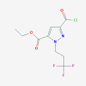 molecular formula C10H10ClF3N2O3 B1653762 Ethyl 5-carbonochloridoyl-2-(3,3,3-trifluoropropyl)pyrazole-3-carboxylate CAS No. 1946814-05-6