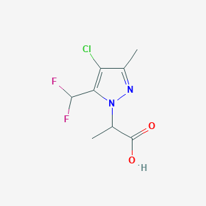molecular formula C8H9ClF2N2O2 B1653764 2-[4-Chloro-5-(difluoromethyl)-3-methyl-1H-pyrazol-1-yl]propanoic acid CAS No. 1946828-17-6