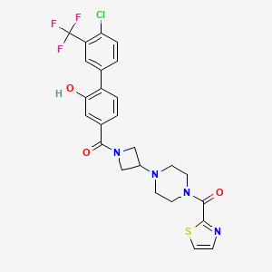 molecular formula C25H22ClF3N4O3S B1653783 (4-(1-(4'-Chloro-2-hydroxy-3'-(trifluoromethyl)-[1,1'-biphenyl]-4-carbonyl)azetidin-3-yl)piperazin-1-yl)(thiazol-2-yl)methanone CAS No. 1951451-81-2