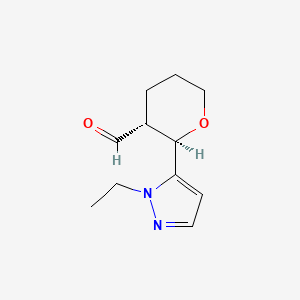 molecular formula C11H16N2O2 B1653797 (2R,3R)-2-(2-Ethylpyrazol-3-yl)oxane-3-carbaldehyde CAS No. 1955557-99-9