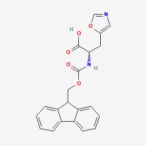 molecular formula C21H18N2O5 B1653807 (S)-2-((((9H-Fluoren-9-yl)methoxy)carbonyl)amino)-3-(oxazol-5-yl)propanoic acid CAS No. 1956434-67-5