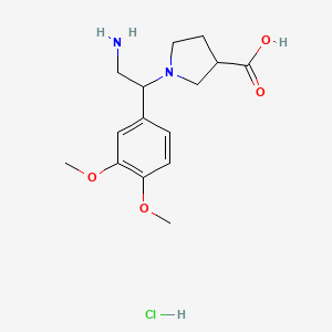 1-(2-Amino-1-(3,4-dimethoxyphenyl)ethyl)pyrrolidine-3-carboxylic acid hydrochloride