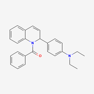 molecular formula C26H26N2O B1653827 Quinoline, 1-benzoyl-2-[4-(diethylamino)phenyl]-1,2-dihydro- CAS No. 19736-31-3