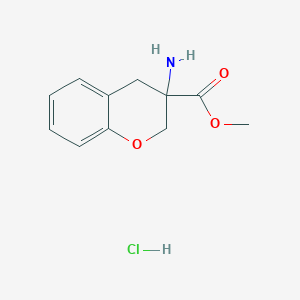 molecular formula C11H14ClNO3 B1653842 methyl 3-amino-3,4-dihydro-2H-1-benzopyran-3-carboxylate hydrochloride CAS No. 1989672-39-0