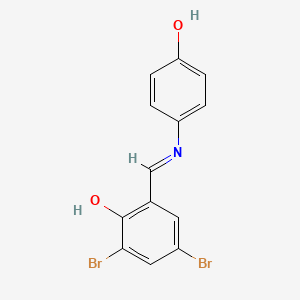 molecular formula C13H9Br2NO2 B1653866 Phenol, 2,4-dibromo-6-[[(4-hydroxyphenyl)imino]methyl]- CAS No. 20099-03-0