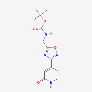 molecular formula C13H16N4O4 B1653890 Tert-butyl ((3-(2-oxo-1,2-dihydropyridin-4-yl)-1,2,4-oxadiazol-5-yl)methyl)carbamate CAS No. 2034153-34-7