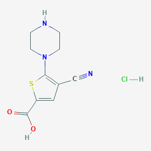 molecular formula C10H12ClN3O2S B1653892 4-Cyano-5-(piperazin-1-yl)thiophene-2-carboxylic acid hydrochloride CAS No. 2034154-81-7