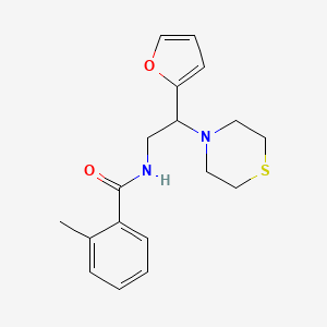 molecular formula C18H22N2O2S B1653897 N-(2-(furan-2-yl)-2-thiomorpholinoethyl)-2-methylbenzamide CAS No. 2034455-57-5
