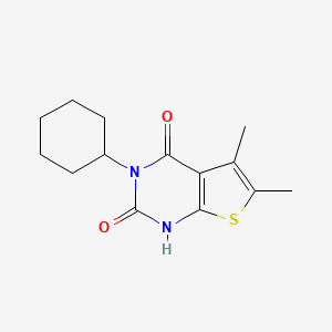 molecular formula C14H18N2O2S B1653901 Thieno(2,3-d)pyrimidine-2,4(1H,3H)-dione, 3-cyclohexyl-5,6-dimethyl- CAS No. 203808-33-7